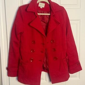 Love Culture Vibrant Red Pea Coat